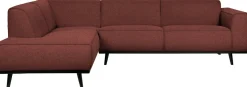 Best WOOOD Statement Bouclé Links Hoekbank Chestnut