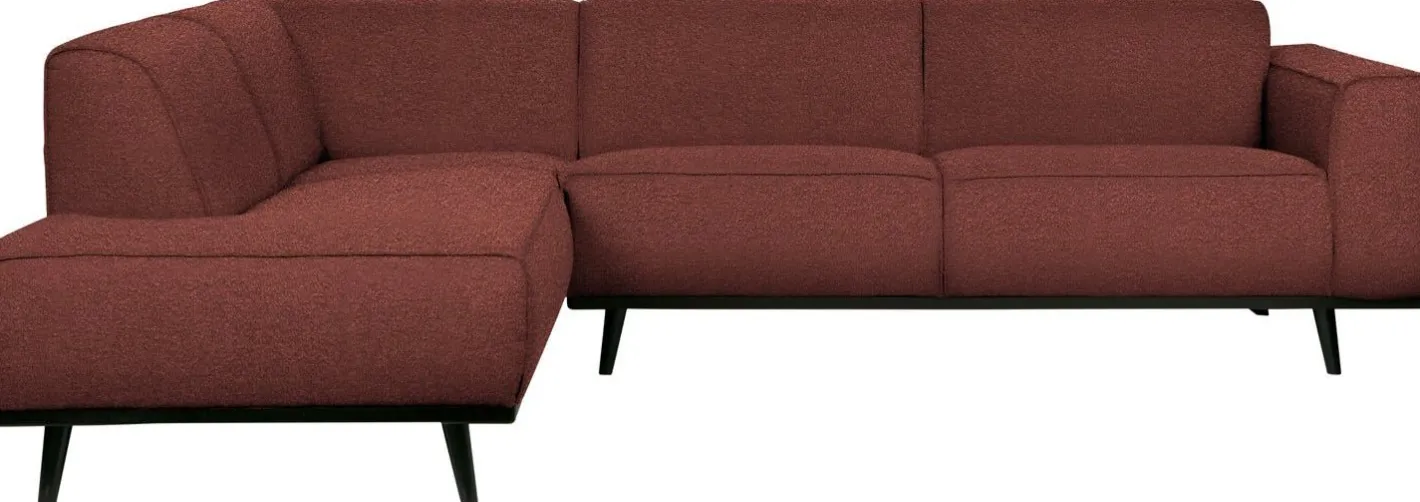 Best WOOOD Statement Bouclé Links Hoekbank Chestnut