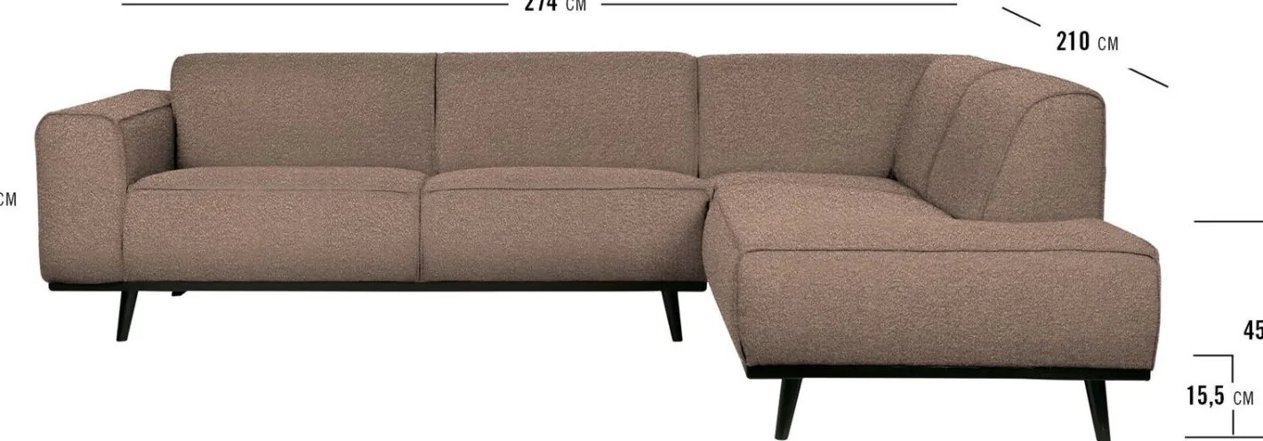 Discount WOOOD Statement Bouclé Rechts Hoekbank Beige