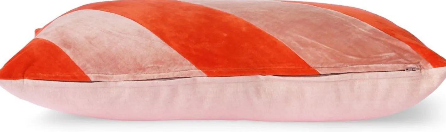 Online HKLIVING Striped Velvet Koraal Sierkussen Rood, Roze