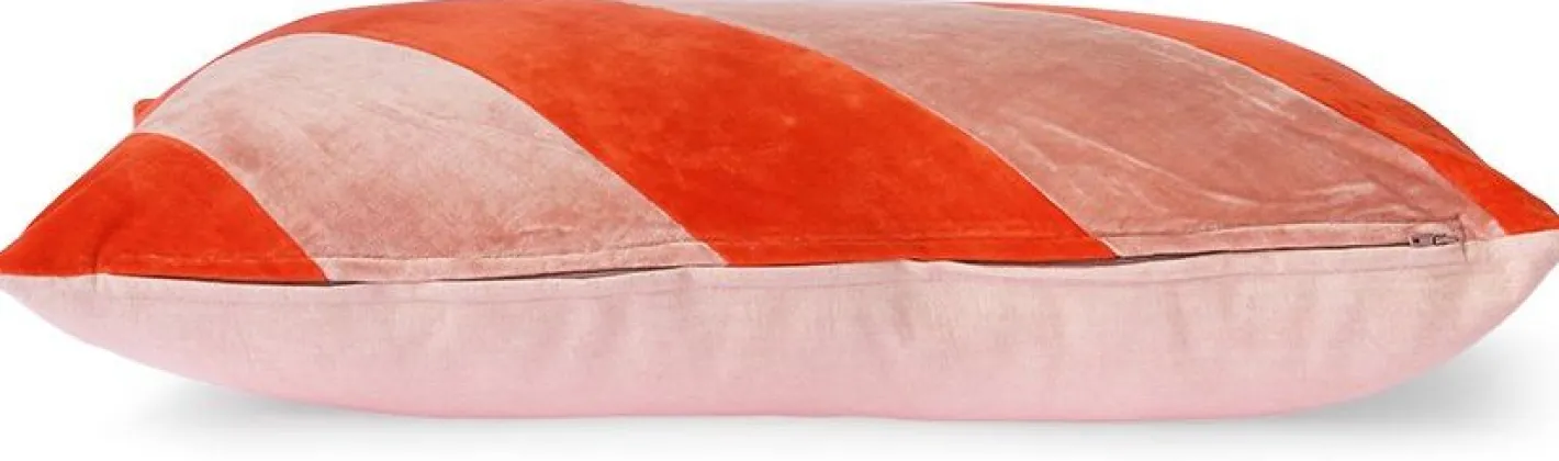 Online HKLIVING Striped Velvet Koraal Sierkussen Rood, Roze