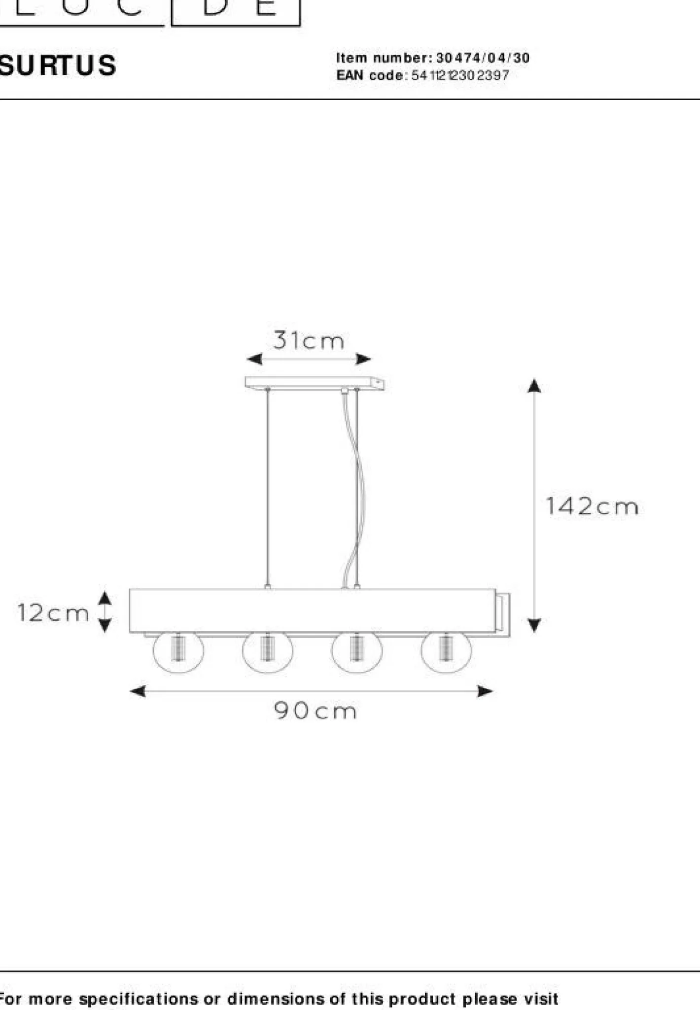 Best Lucide Surtus Hanglamp Zwart