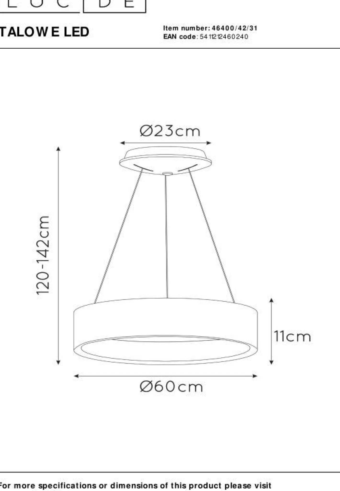 Clearance Lucide Talowe Hanglamp Wit