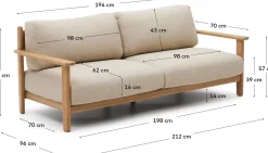 New Kave Home Tirant Outdoor 3-Zitsbank Naturel, Beige