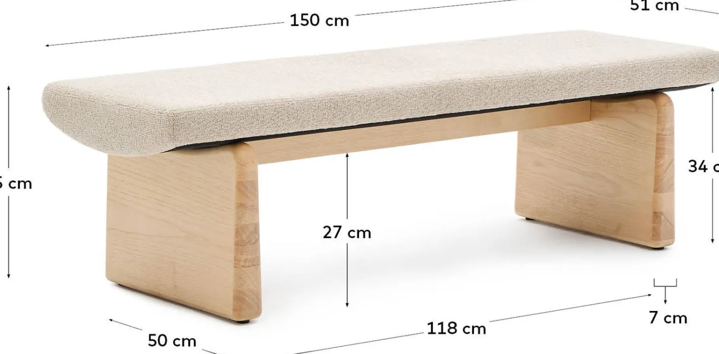Kave Home Topaz Bankje Naturel, Beige
