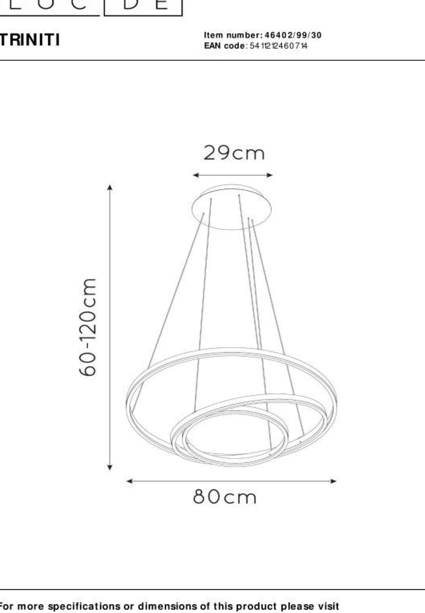 Discount Lucide Triniti Hanglamp Zwart