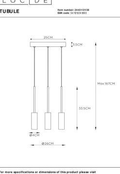 Lucide Tubule Hanglamp Zwart