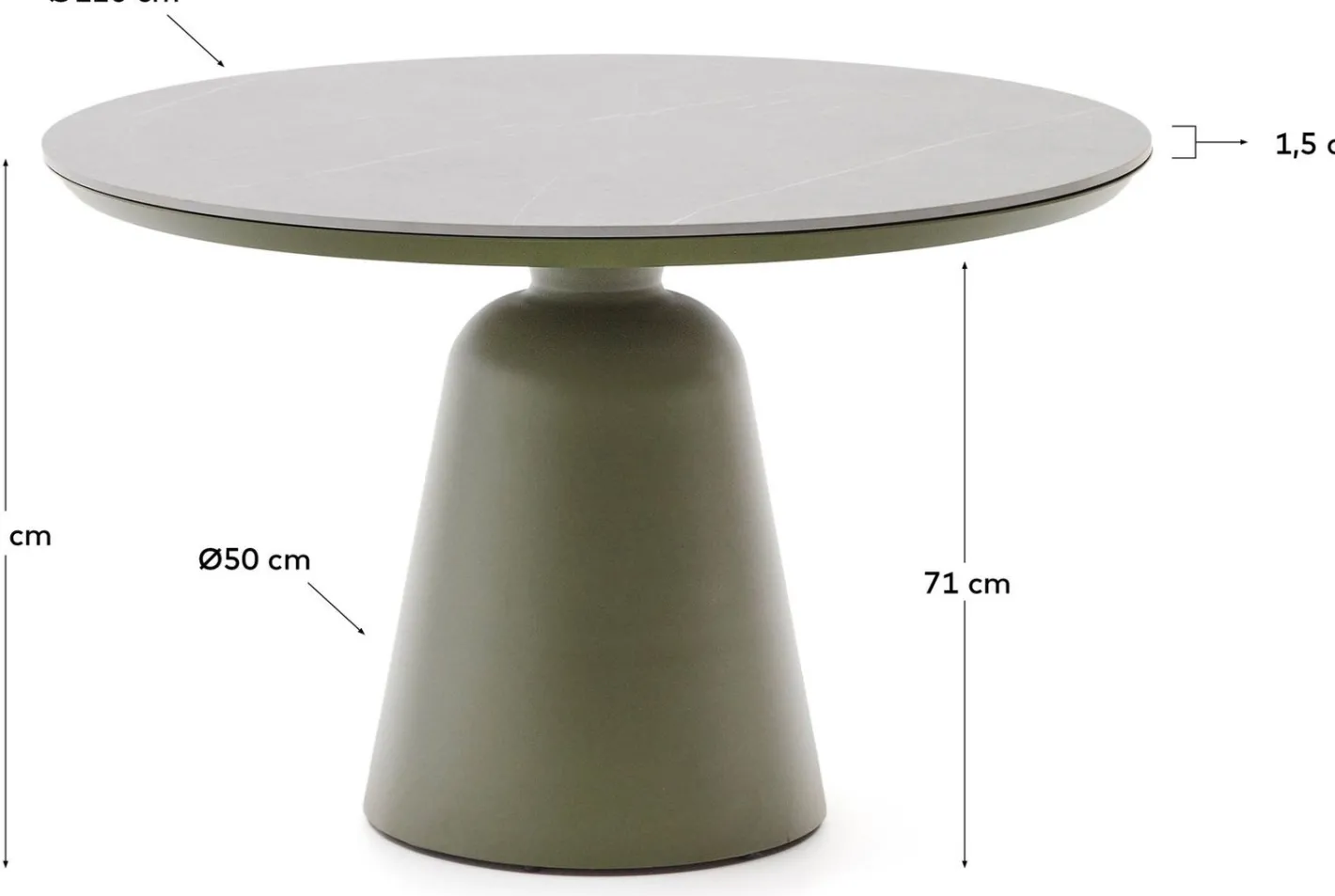 New Kave Home Tudons Ronde Tuintafel Groen