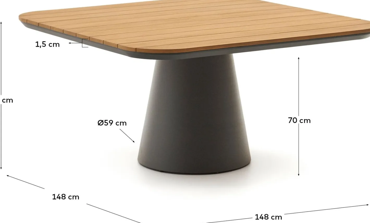 New Kave Home Tudons Tuintafel Grijs