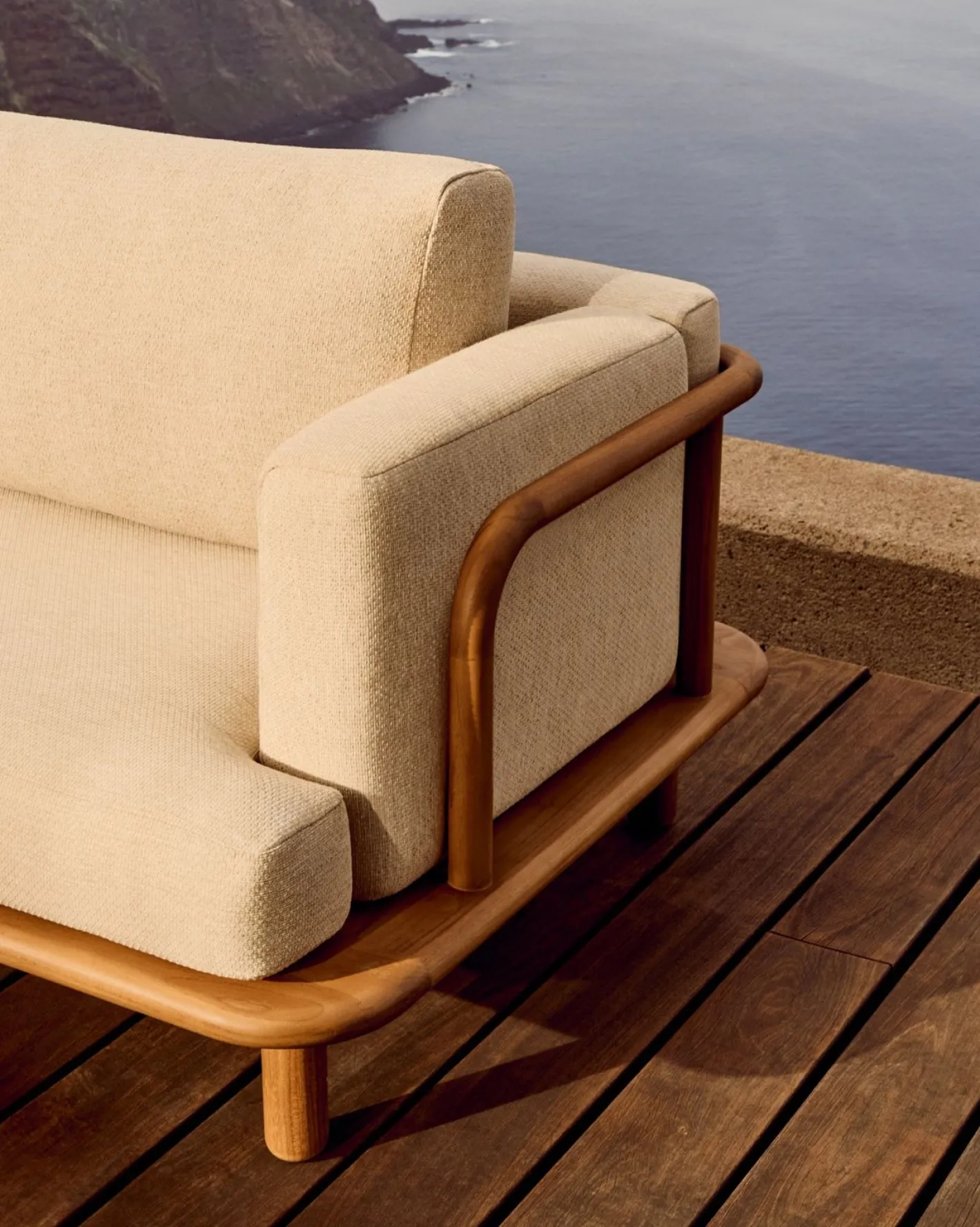 Clearance Kave Home Turqueta Outdoor 3-Zitsbank Bruin, Beige
