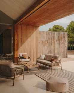 Outlet Kave Home Vellana Outdoor Loungeset Bruin, Grijs
