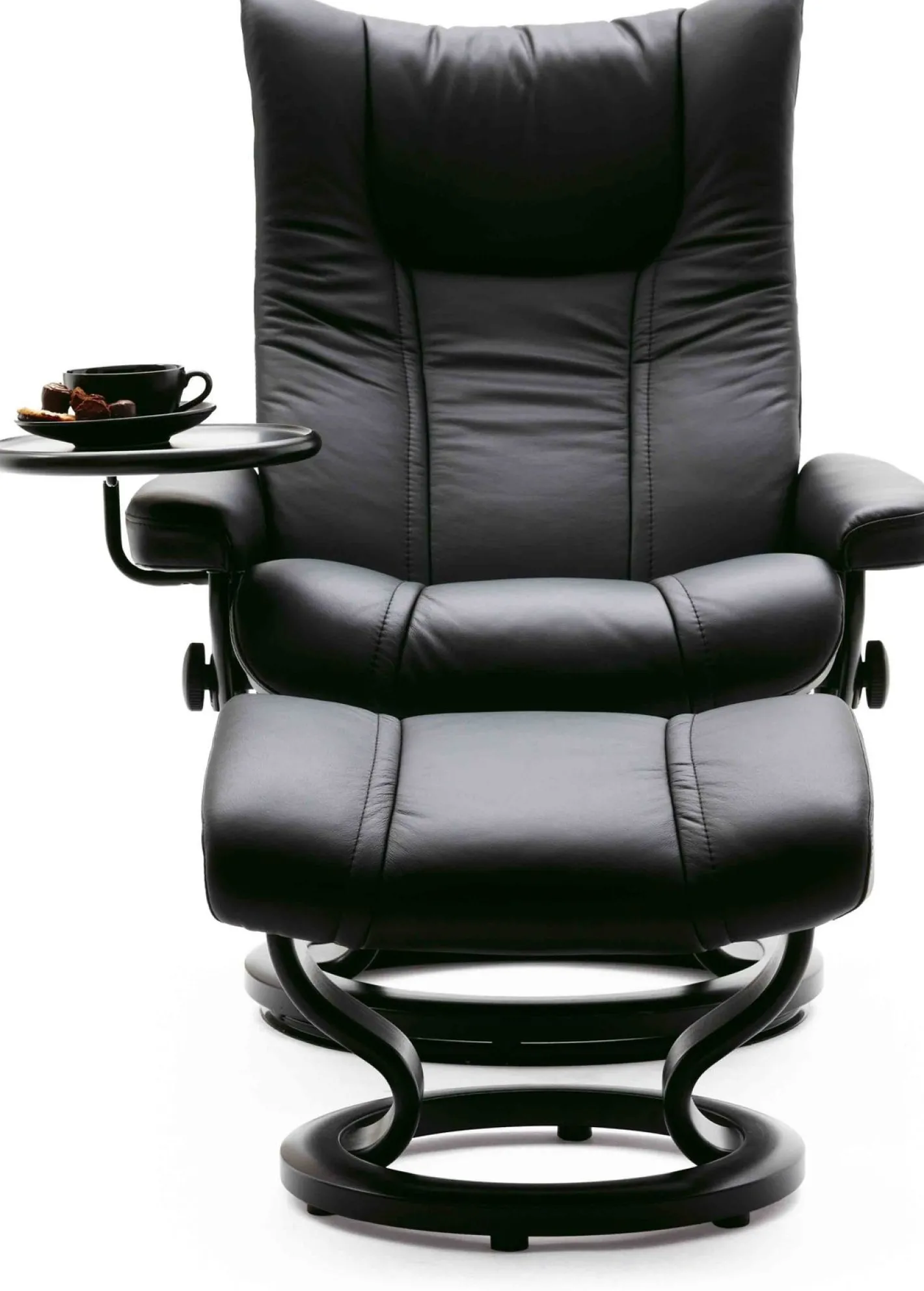 Stressless Wing Relaxfauteuil + Hocker Zwart