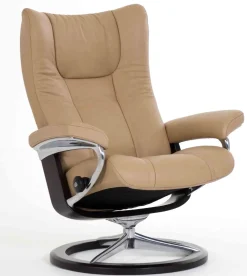 Stressless Wing Relaxfauteuil + Hocker Zwart
