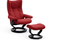 Stressless Wing Relaxfauteuil + Hocker Zwart