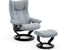 Stressless Wing Relaxfauteuil + Hocker Zwart