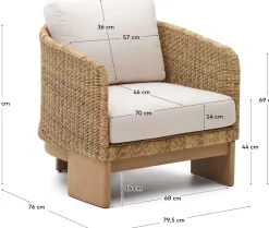 Sale Kave Home Xoriguer Outdoor Fauteuil Naturel, Wit