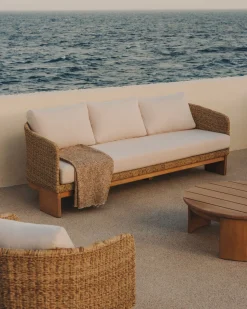 Outlet Kave Home Xoriguer Tuinbank Naturel, Wit