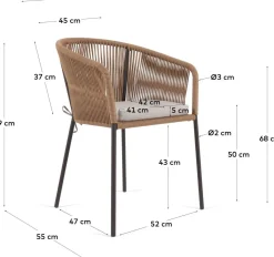 Online Kave Home Yanet Tuinstoel Naturel, Beige