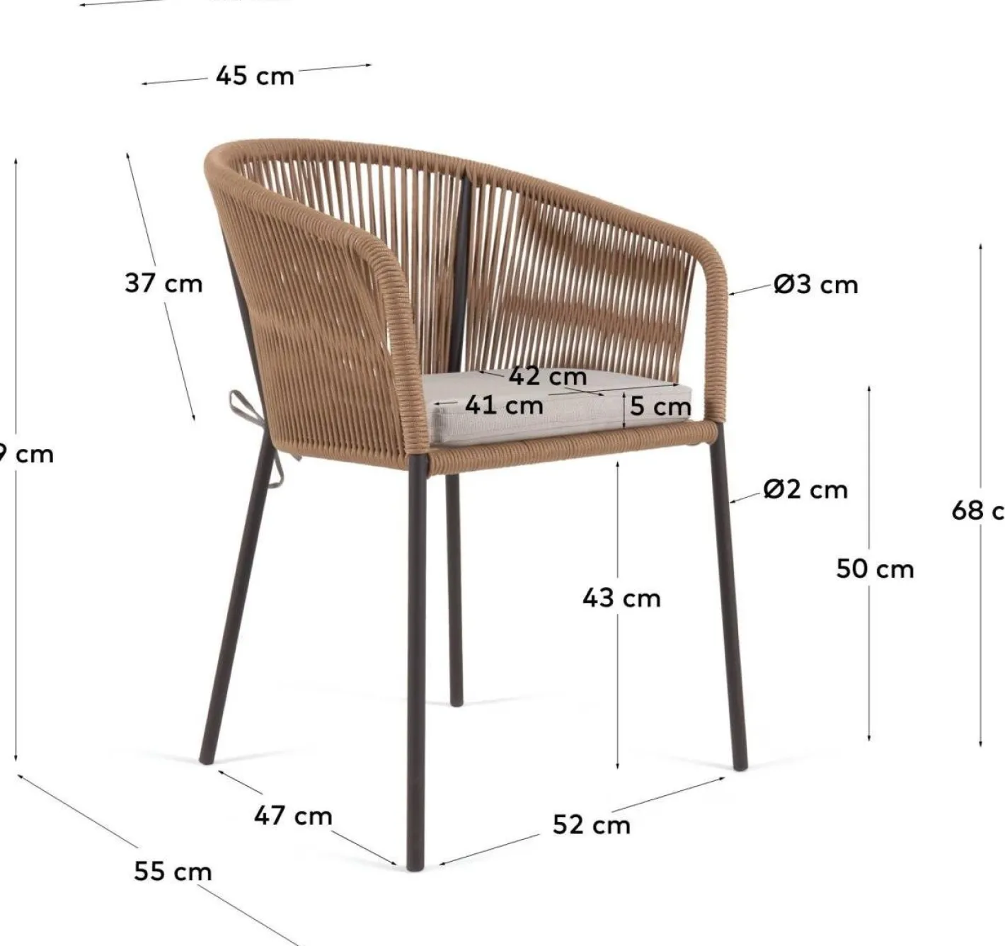 Online Kave Home Yanet Tuinstoel Naturel, Beige