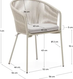 Outlet Kave Home Yanet Tuinstoel Ecru