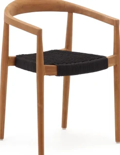 Discount Kave Home Ydalia Tuinstoel Zwart, Naturel