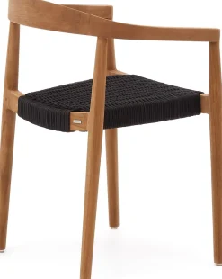 Discount Kave Home Ydalia Tuinstoel Zwart, Naturel