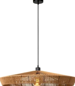 Lucide Yunkai Hanglamp Naturel, Zwart