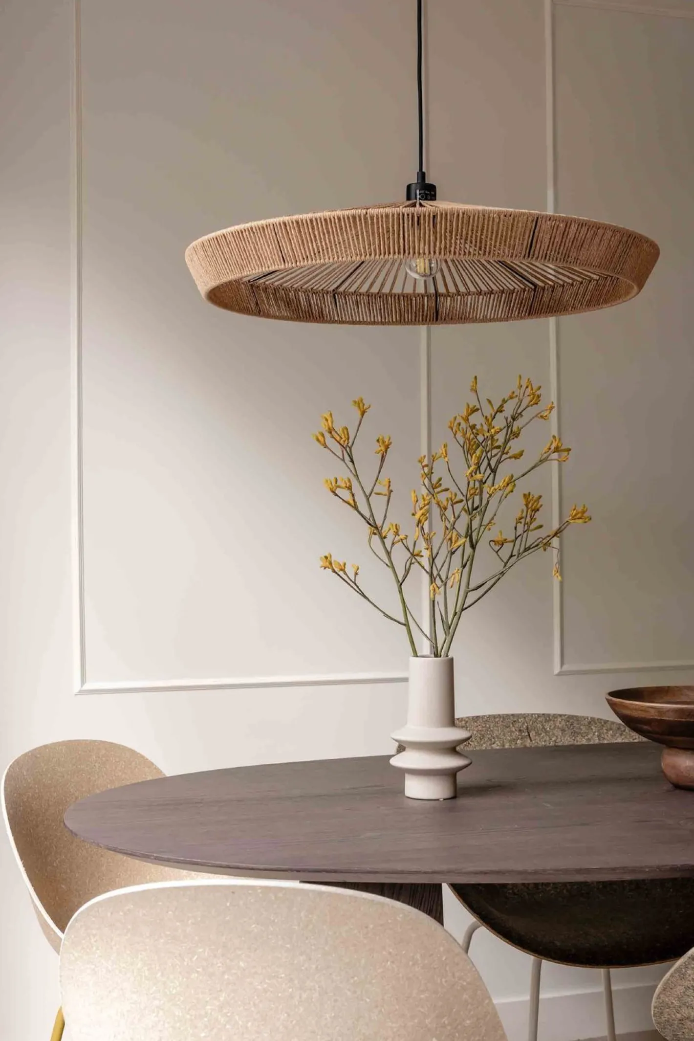 Lucide Yunkai Hanglamp Naturel, Zwart