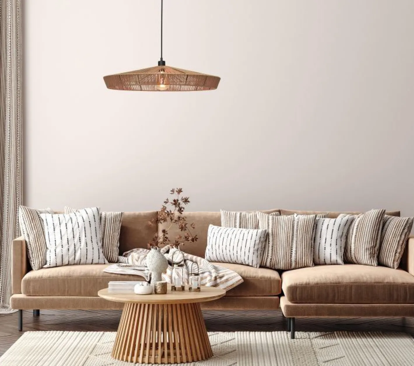 Lucide Yunkai Hanglamp Naturel, Zwart