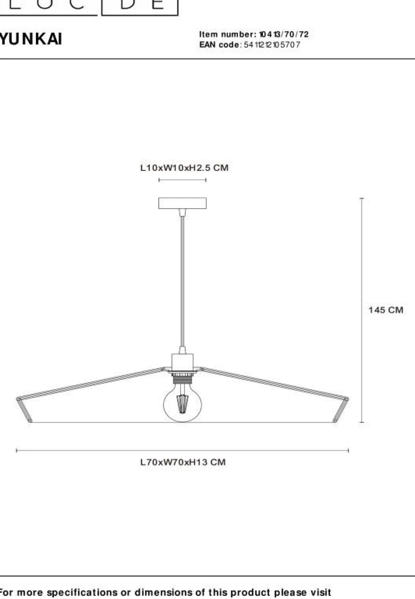 Lucide Yunkai Hanglamp Naturel, Zwart
