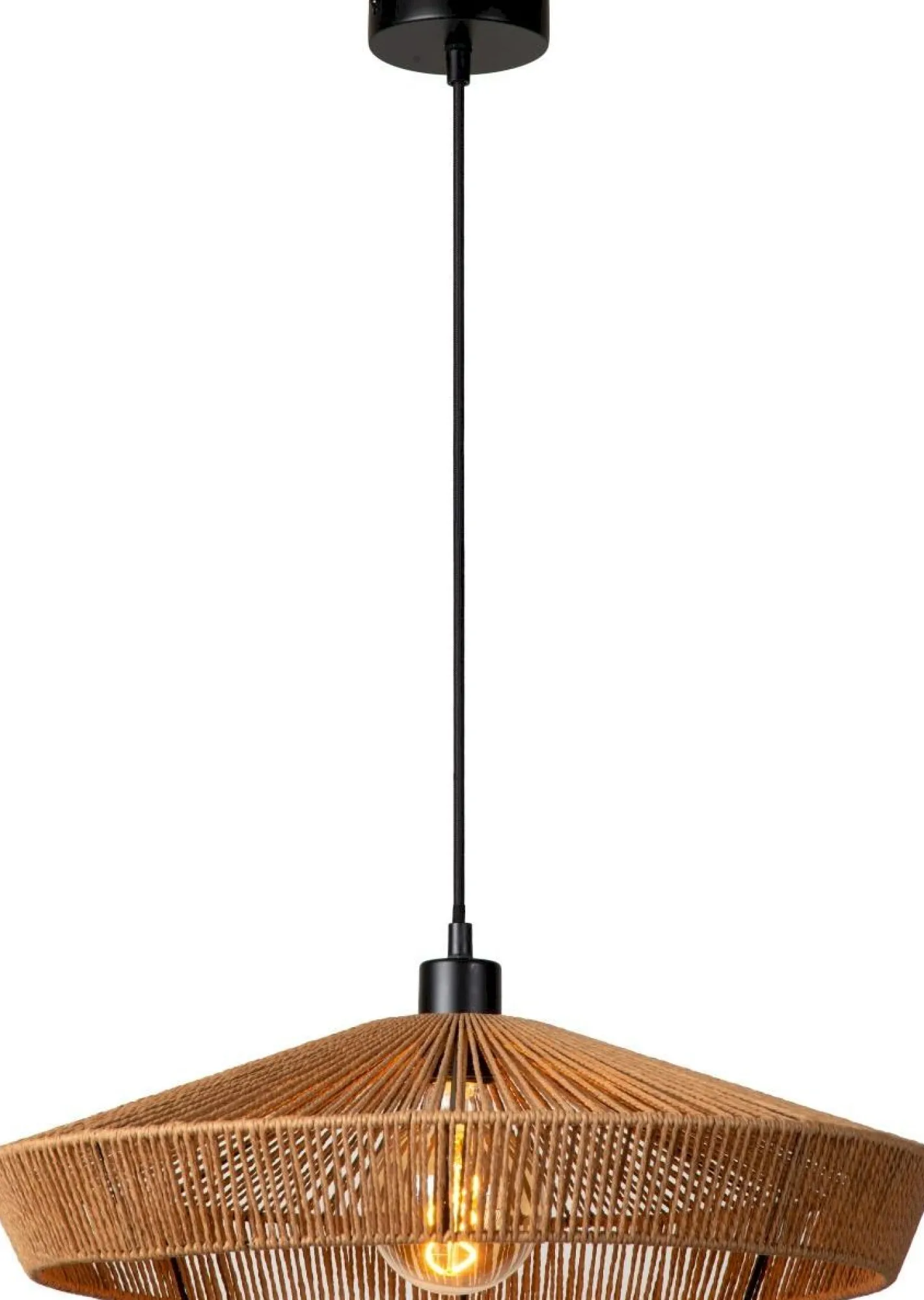 Outlet Lucide Yunkai Hanglamp Naturel, Zwart