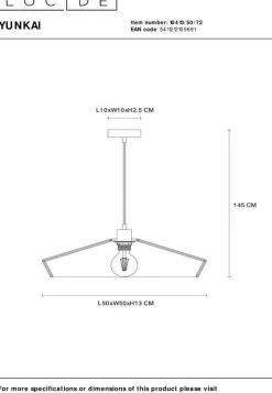 Outlet Lucide Yunkai Hanglamp Naturel, Zwart