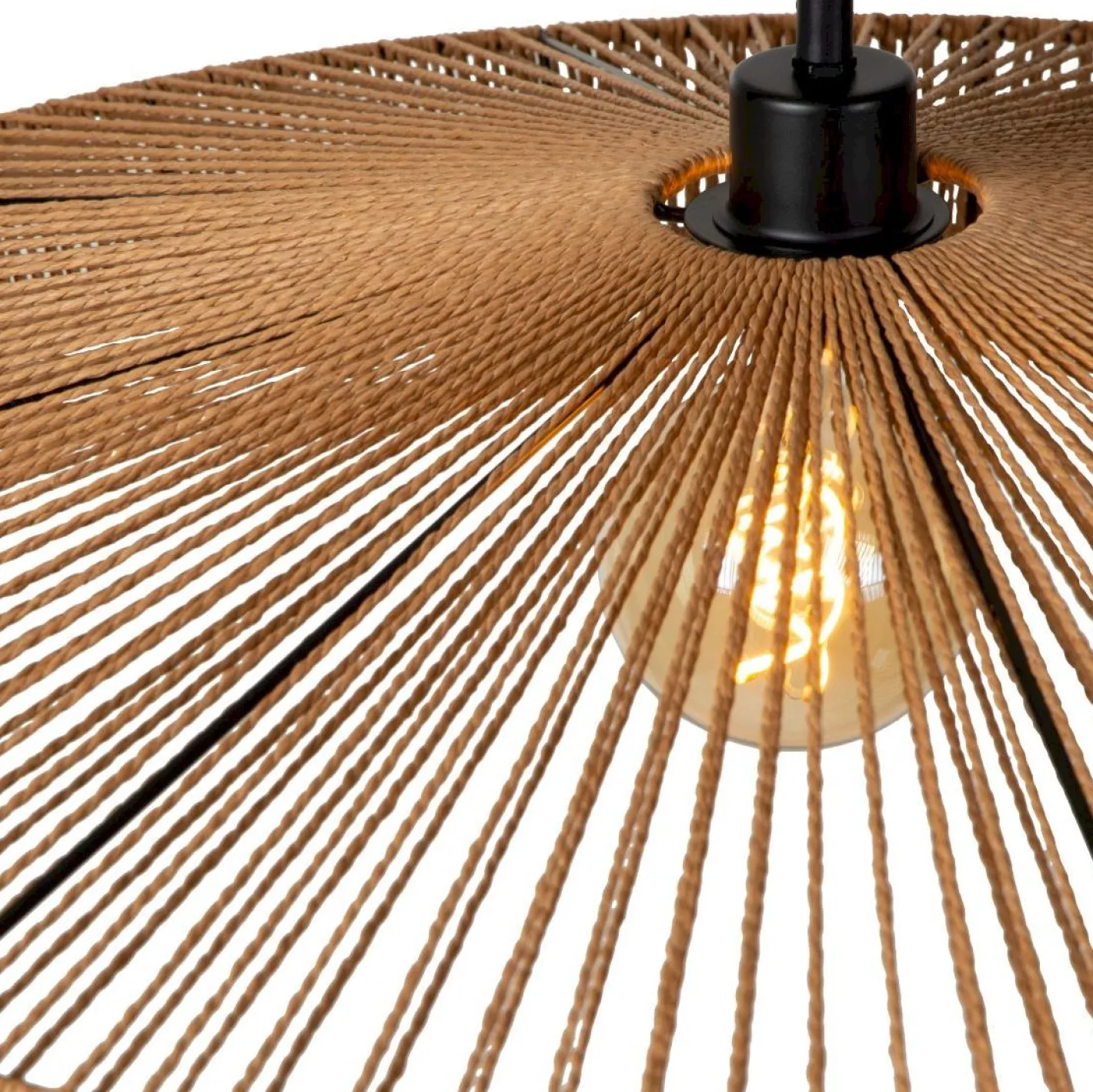 Outlet Lucide Yunkai Hanglamp Naturel, Zwart
