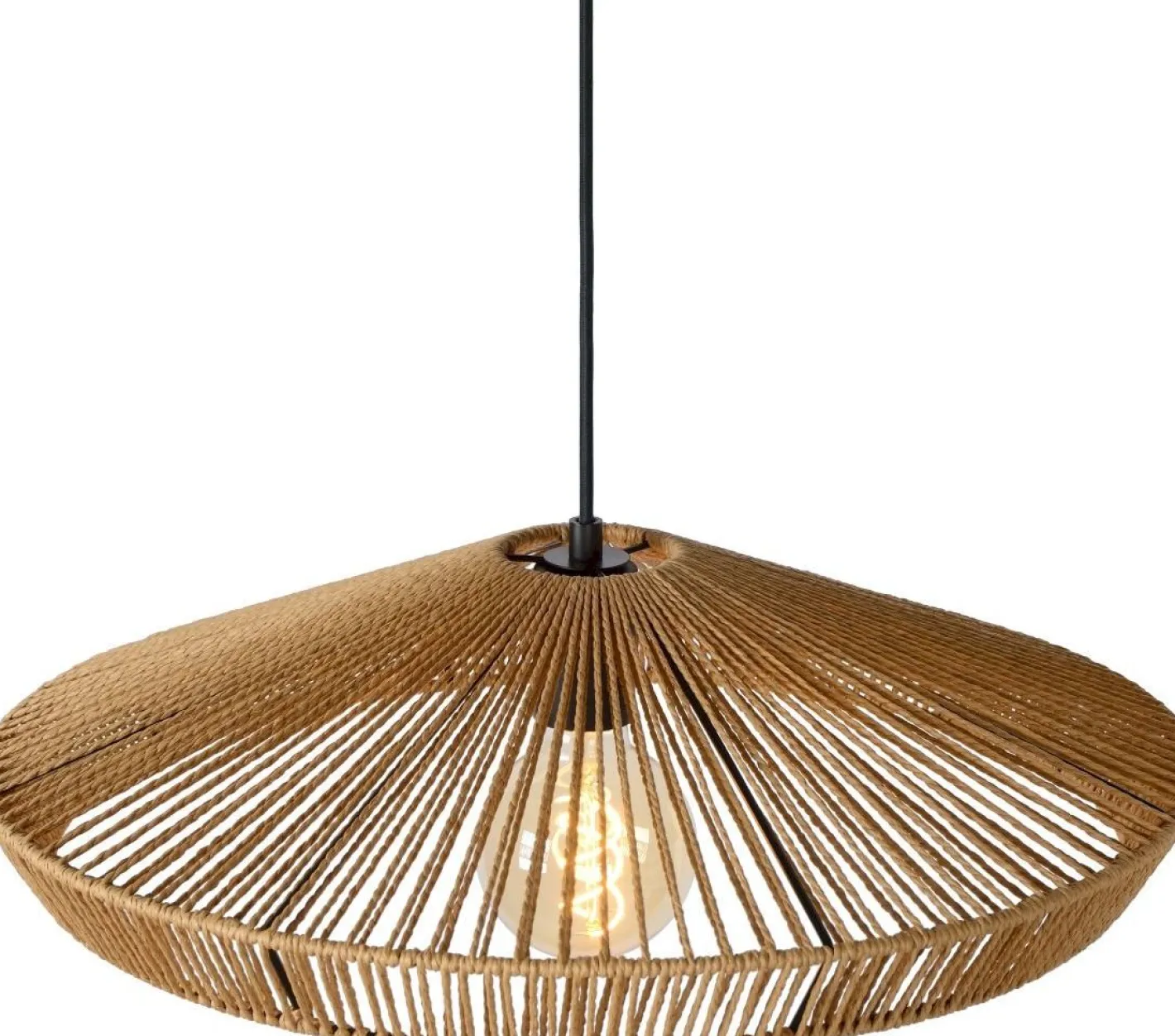 Outlet Lucide Yunkai Hanglamp Naturel, Zwart