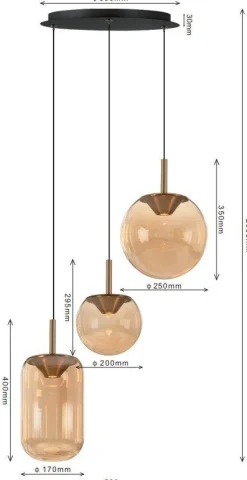 Hot Montèl Yvonne Hanglamp Zwart Amber