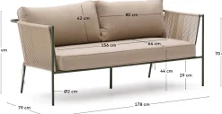 Hot Kave Home Zivia Outdoor 3-Zitsbank Groen, Beige