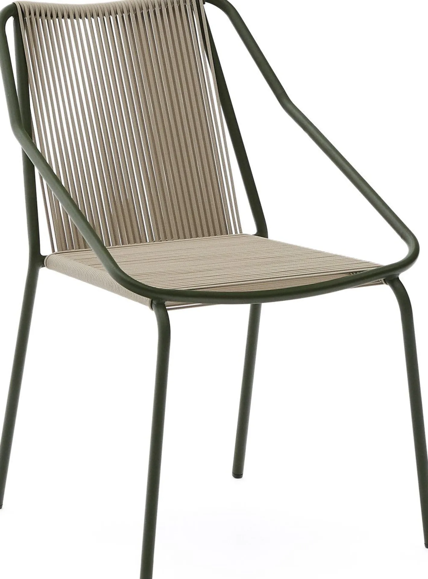Kave Home Zivia Tuinstoel Donkergroen, Beige