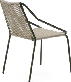 Kave Home Zivia Tuinstoel Donkergroen, Beige