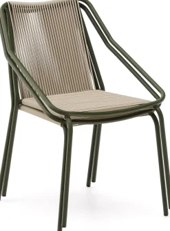 Kave Home Zivia Tuinstoel Donkergroen, Beige