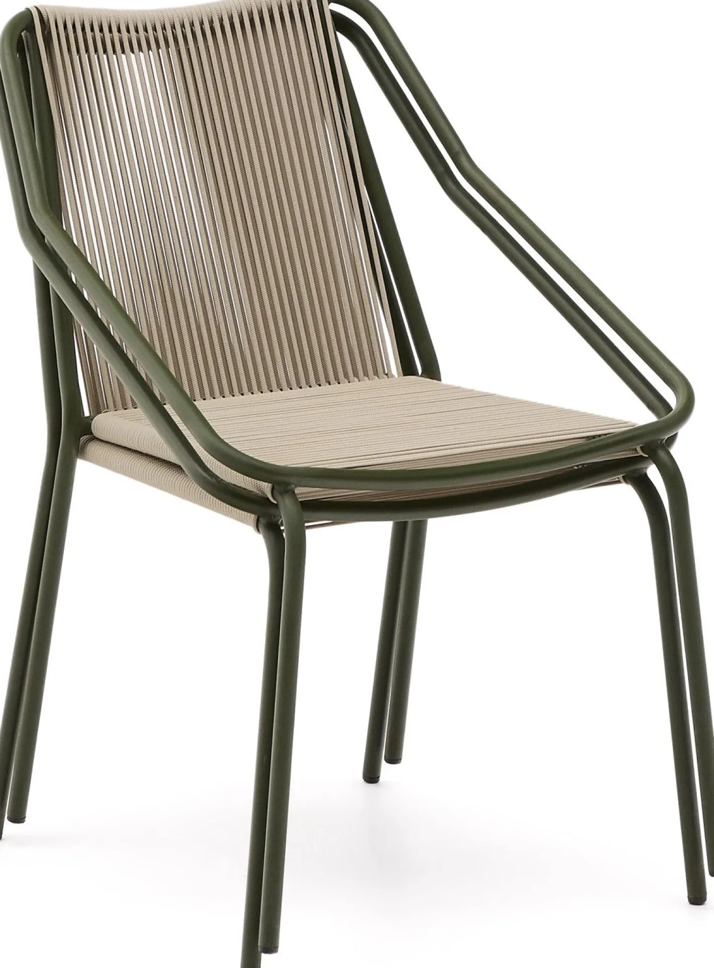 Kave Home Zivia Tuinstoel Donkergroen, Beige