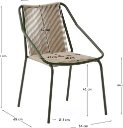 Kave Home Zivia Tuinstoel Donkergroen, Beige