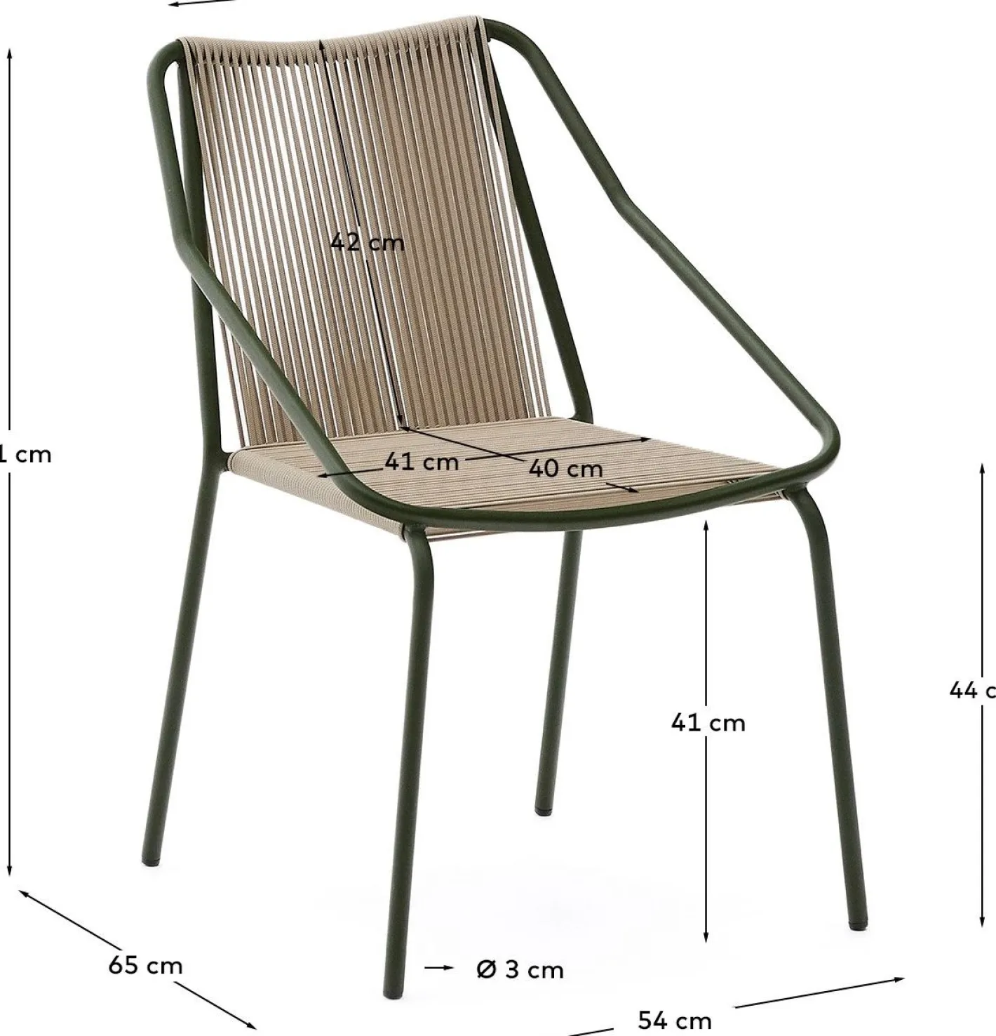 Kave Home Zivia Tuinstoel Donkergroen, Beige